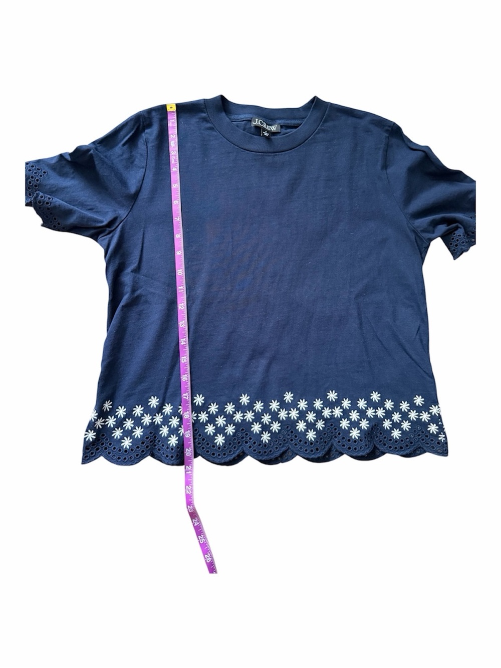 • J. Crew • Premium-weight relaxed scalloped T-shirt - Picture 4 of 6